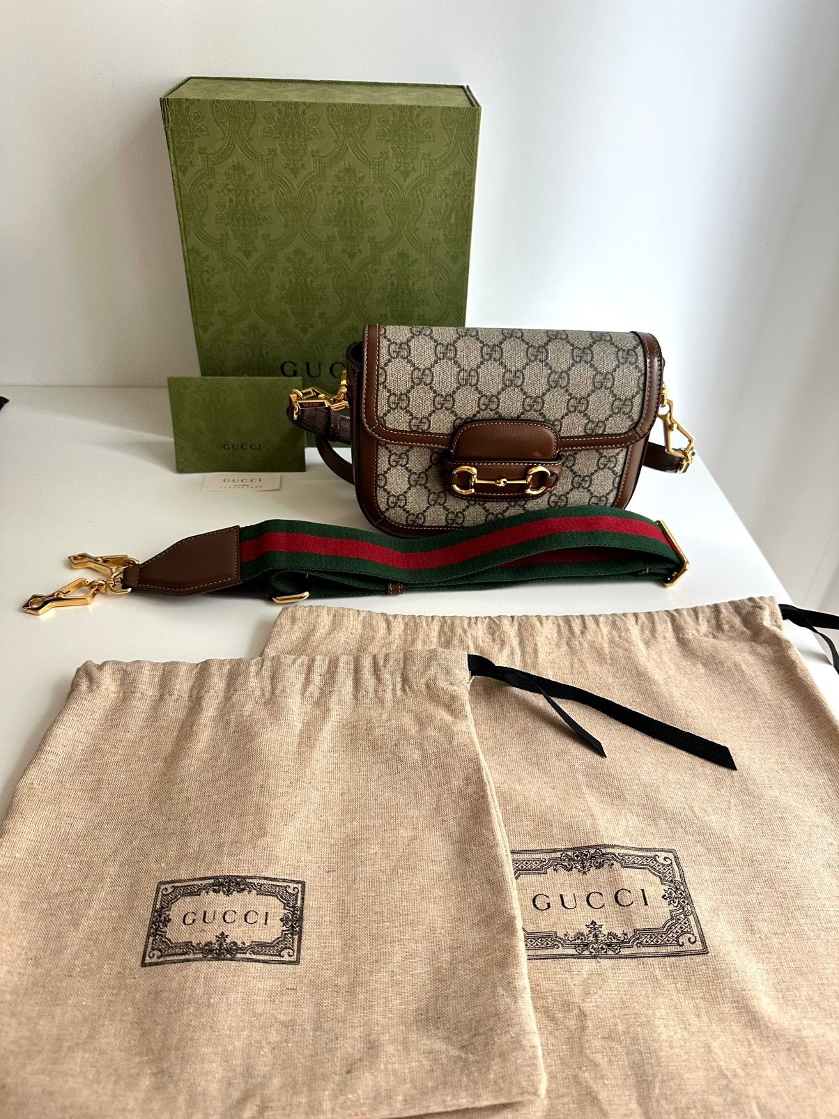Gucci Horsebit 1955 Crossbody Tas, Ophalen of Verzenden, Zo goed als nieuw, Bruin, Schoudertasje