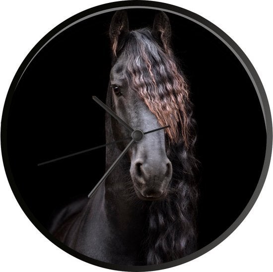 Wandklok Fries paard, Wandklok, Analoog, Ophalen of Verzenden, Zo goed als nieuw