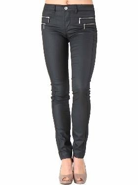 ONLY Olivia gecoat zwart broek jeans met ritsdetails maat M, Ophalen of Verzenden, Nieuw, Zwart, W30 - W32 (confectie 38/40)