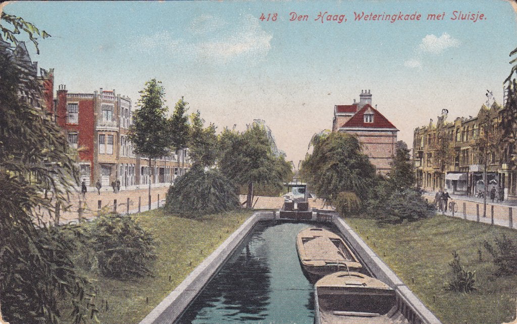Den Haag. Oude ansichtkaart , Weteringkade met Sluisje. 1932, Verzenden, 1920 tot 1940, Gelopen, Zuid-Holland