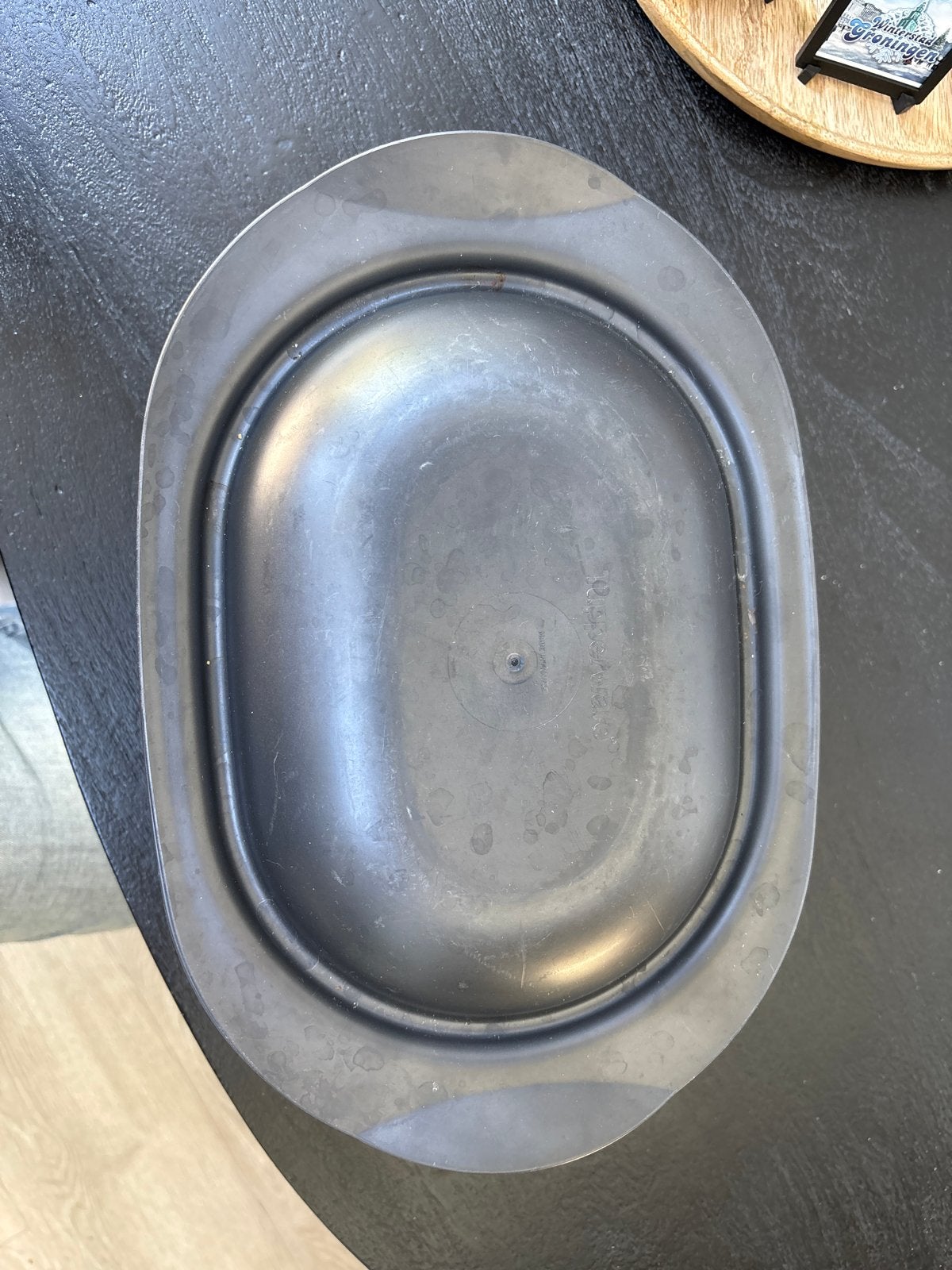 Ovale magnetron schaal met deksel - Grijs, Overige typen, Kunststof, Ophalen of Verzenden, Zo goed als nieuw