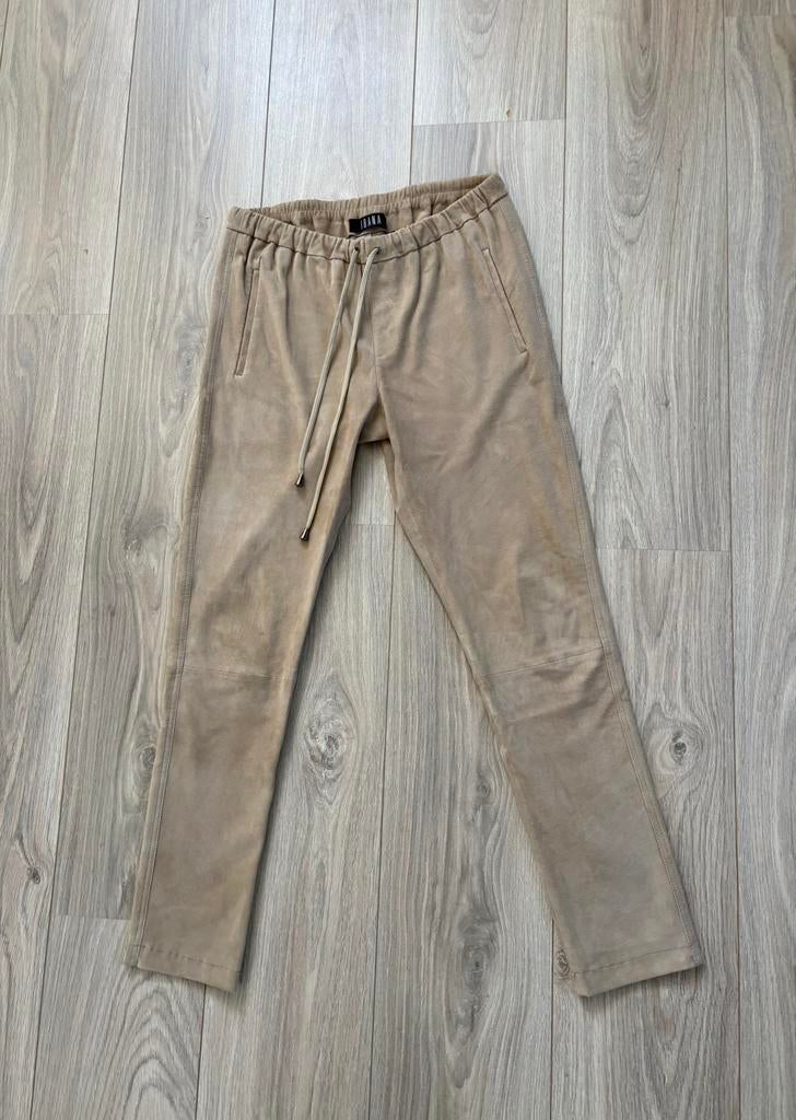 Beige leren broek - Ibana - maat 36, Kleding | Dames, Broeken en Pantalons, Beige, Ophalen of Verzenden, Zo goed als nieuw, Maat 36 (S)