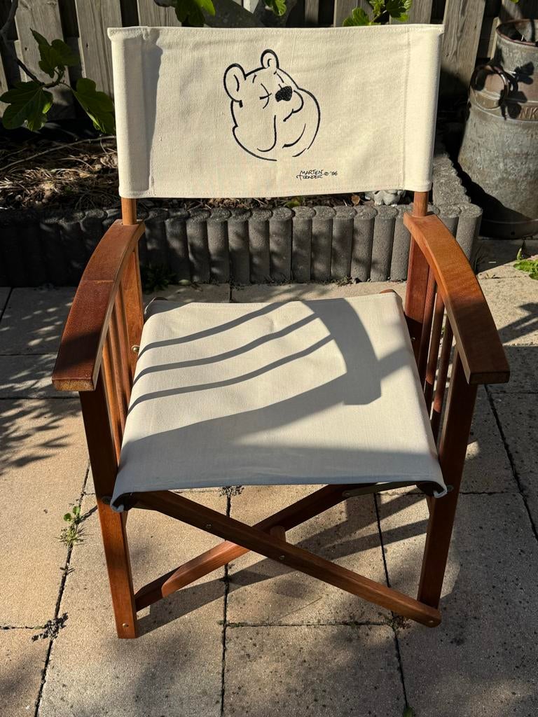 Vintage regisseursstoel met geborduurde Olivier B. Bommel, Huis en Inrichting, Stoelen, Ophalen, Gebruikt, Overige kleuren, Stof