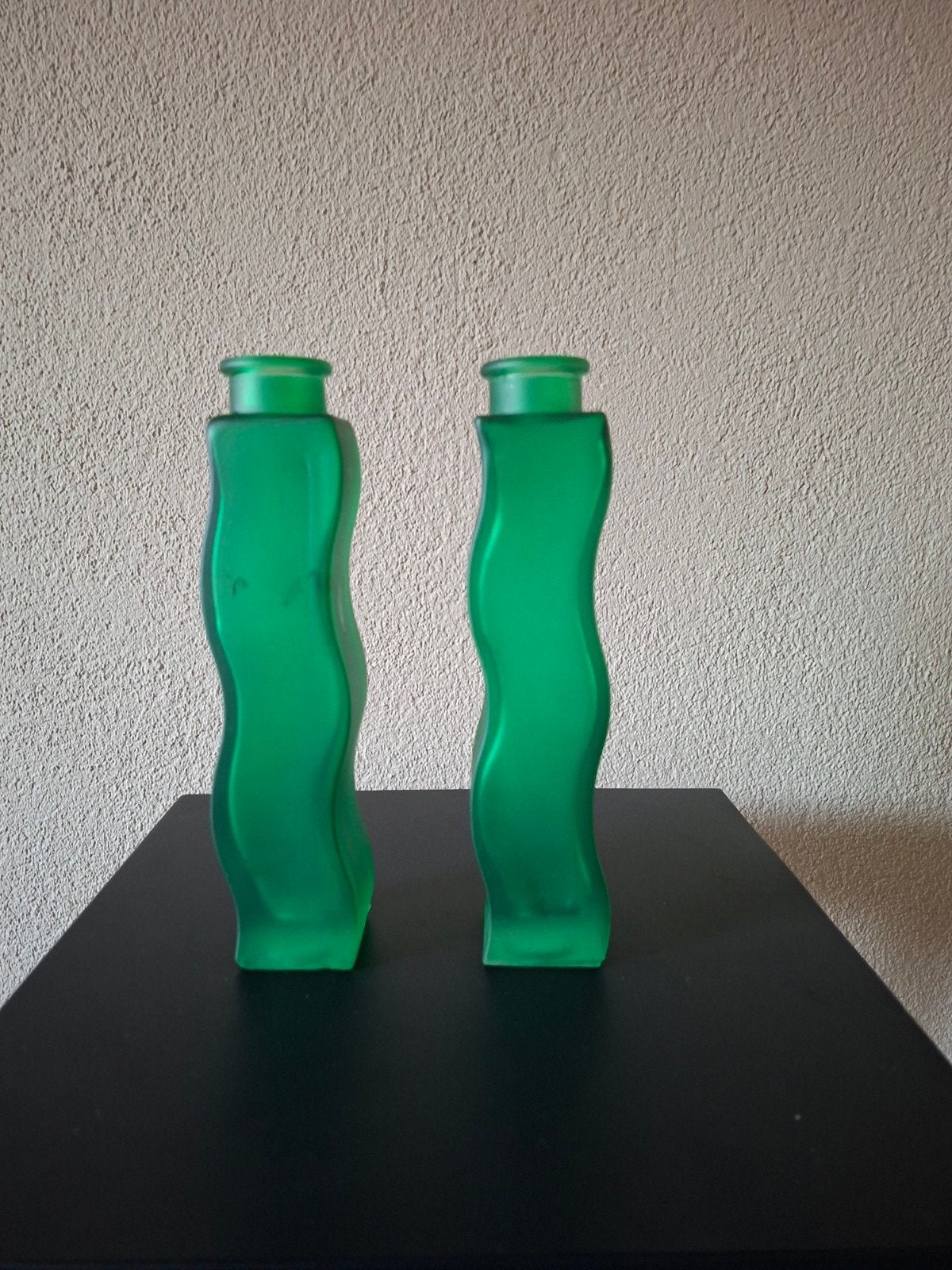 Vintage IKEA Bloedvaten Vazen - Jaren '90 Groen Glas, Gebruikt, Ophalen of Verzenden, Glas, 22 cm