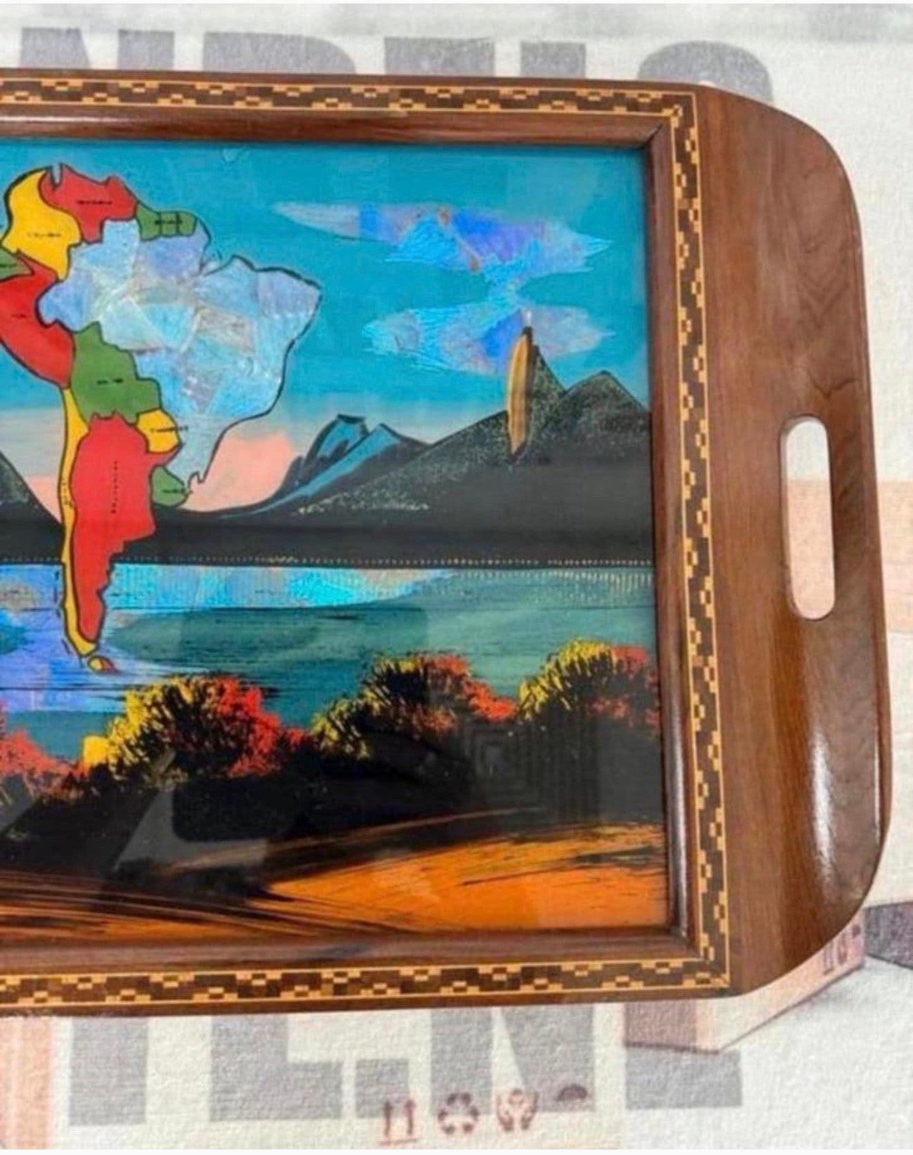 Antiek Braziliaanse Houten Dienblad Zuid-Amerika 1920-1930, Antiek en Kunst, Ophalen of Verzenden