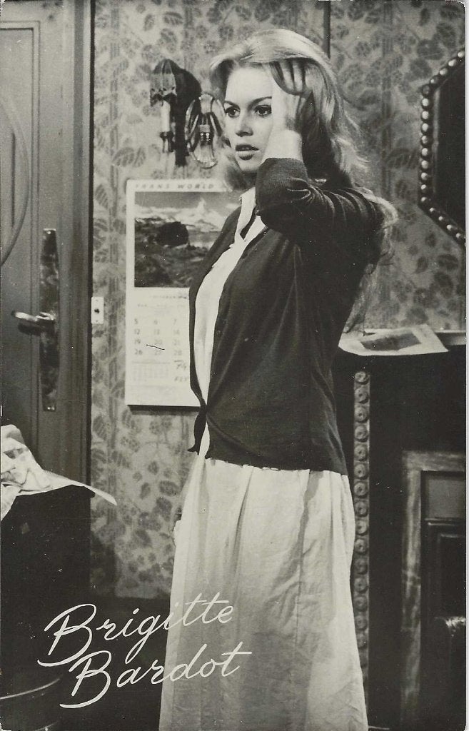 Filmsterren ansichtkaart Brigitte Bardot 1956, Verzenden, 1940 tot 1960, Ongelopen, Sterren en Beroemdheden