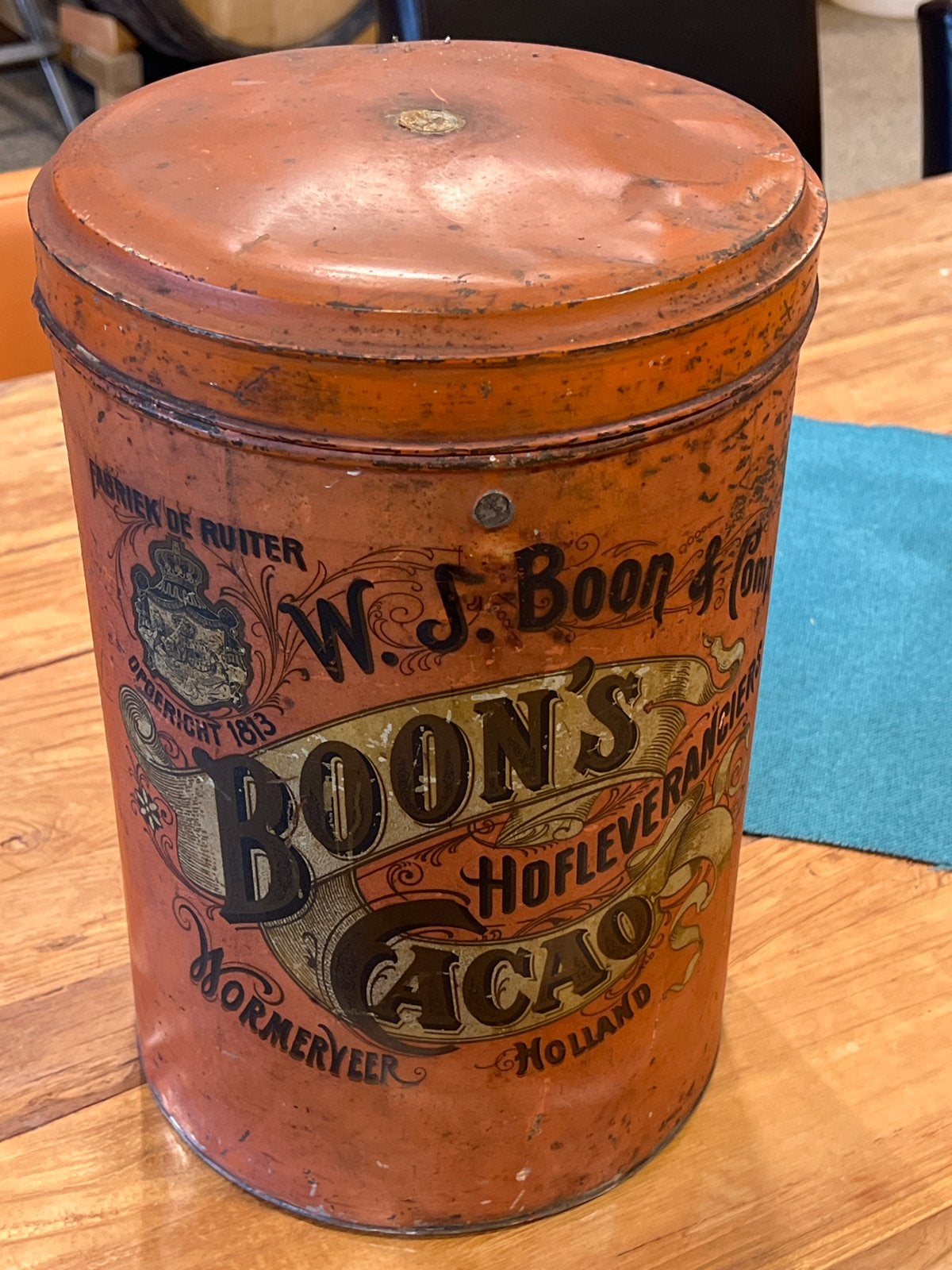 Antieke W.S. Boon & Comp. Cacao Blik - Hofleverancier, Ophalen of Verzenden