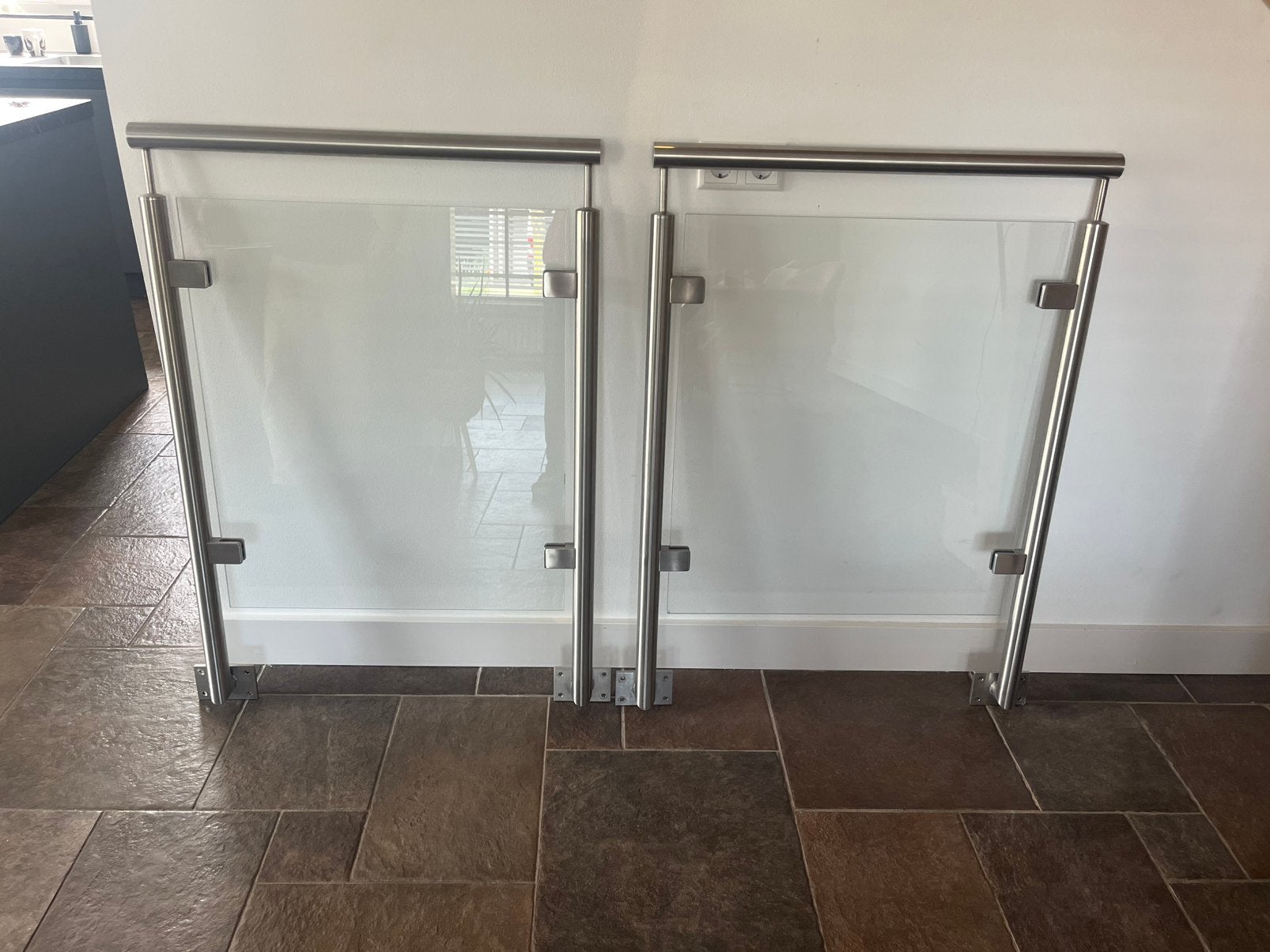 RVS glazen balustrade/traphek met veiligheidsglas 77 x113 cm, Ophalen, Zo goed als nieuw