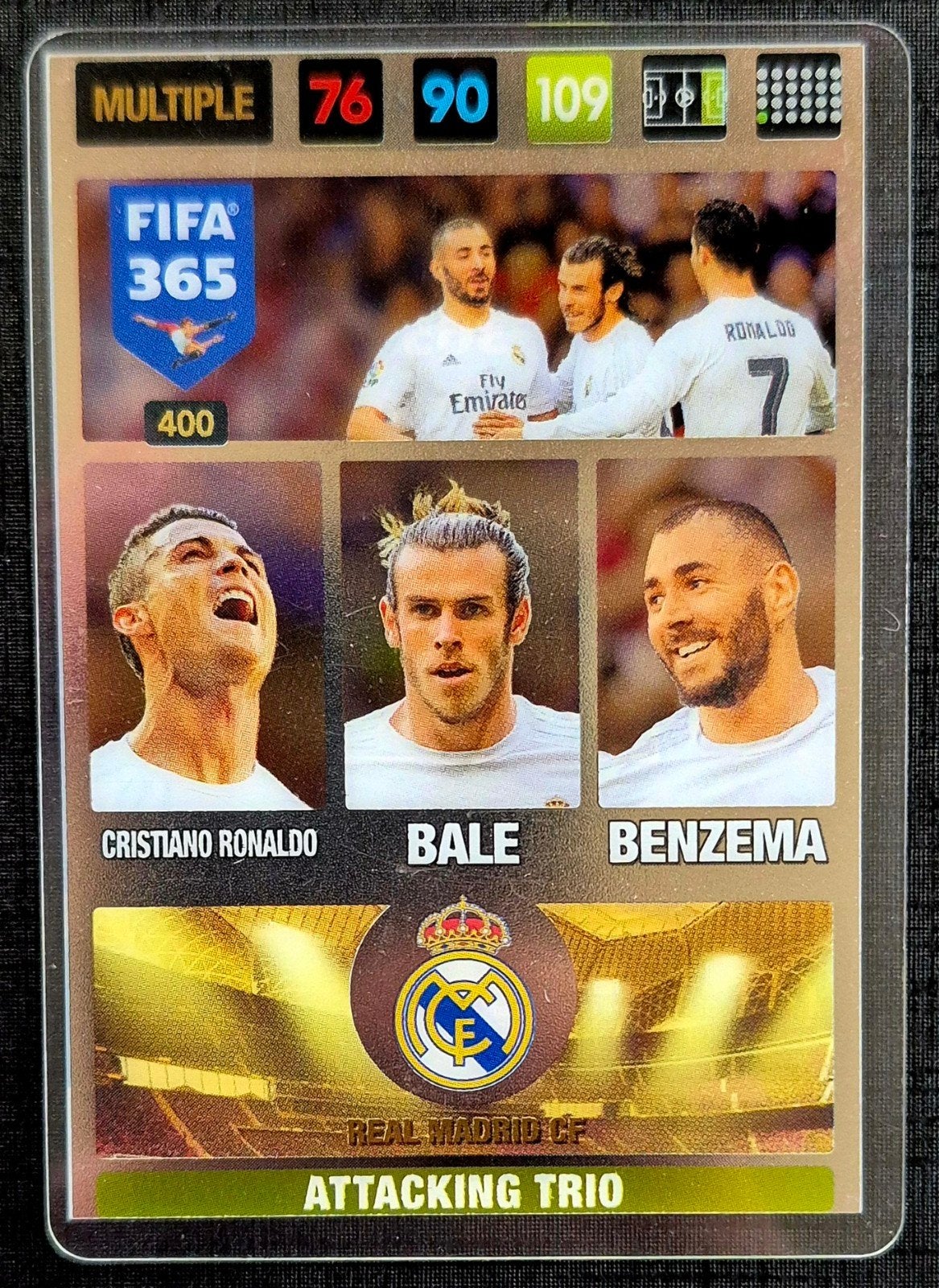 Panini Ronaldo / Bale / Benzema - Real Madrid, 16/17, Ophalen of Verzenden, Zo goed als nieuw, Plaatje