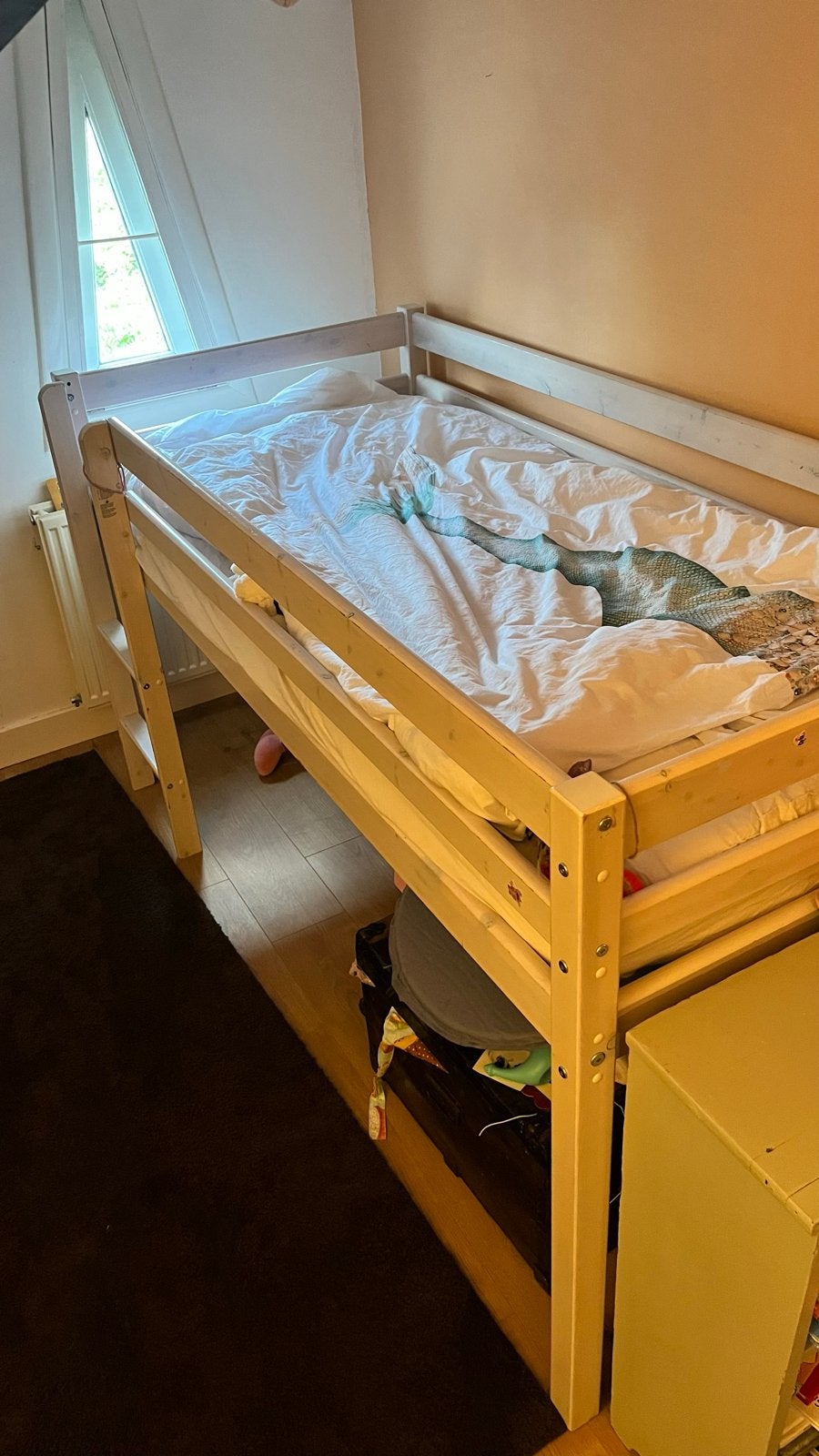 Hoogslaper met lattenbodem, Ophalen, Gebruikt, 70 tot 85 cm, Hoogslaper of Stapelbed
