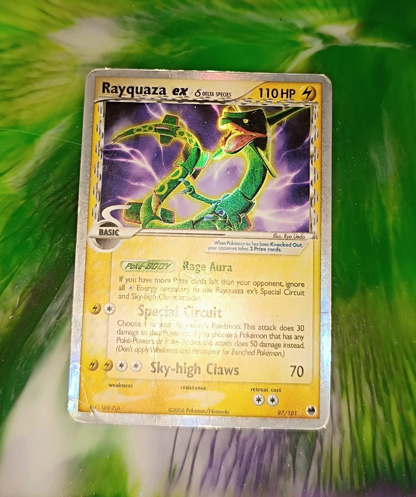 Rayquaza Ex Dragon frontiers, Ophalen of Verzenden, Gebruikt, Losse kaart, Foil