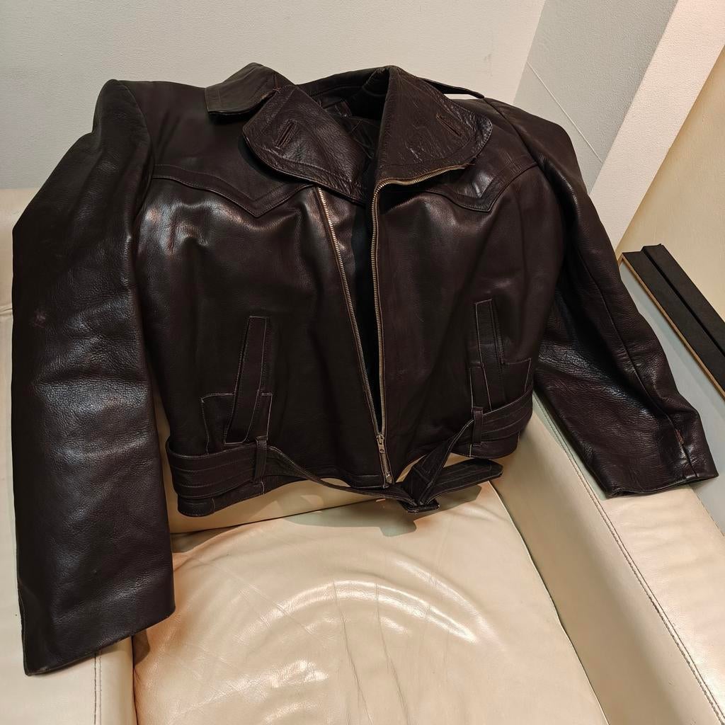 Vintage leren motor jas, Ophalen of Verzenden, Tweedehands, Jas | leer