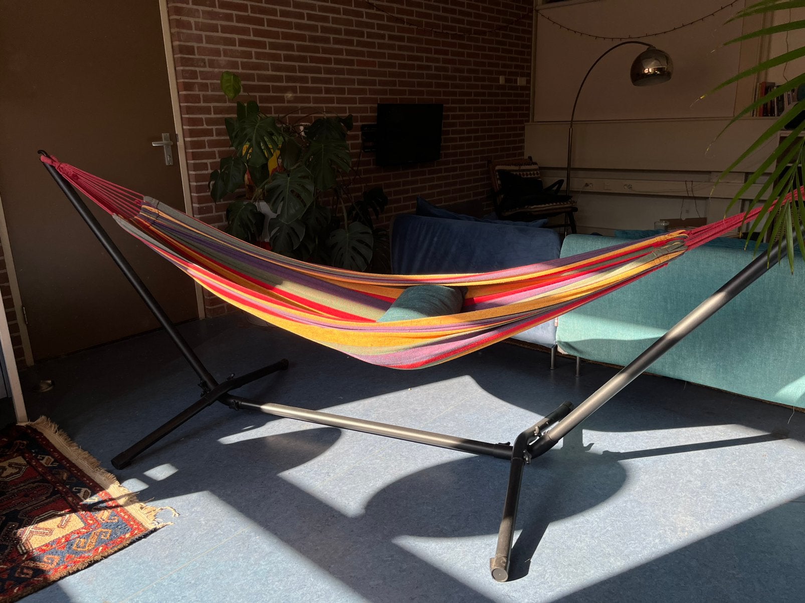 Hangmat met hangmatstandaard, Tuin en Terras, Ophalen, Zo goed als nieuw, Met standaard, Eenpersoons