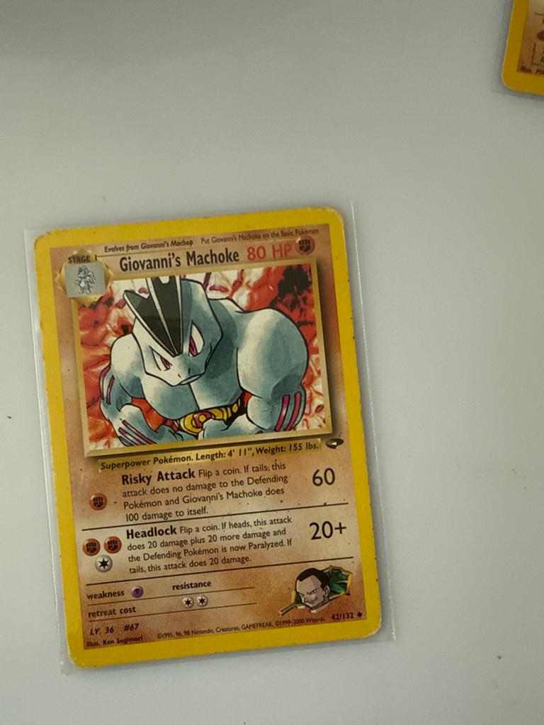 Pokémon Kaart: Giovanni's Machoke (Gym Heroes 2, 42/132), Ophalen of Verzenden, Zo goed als nieuw, Losse kaart
