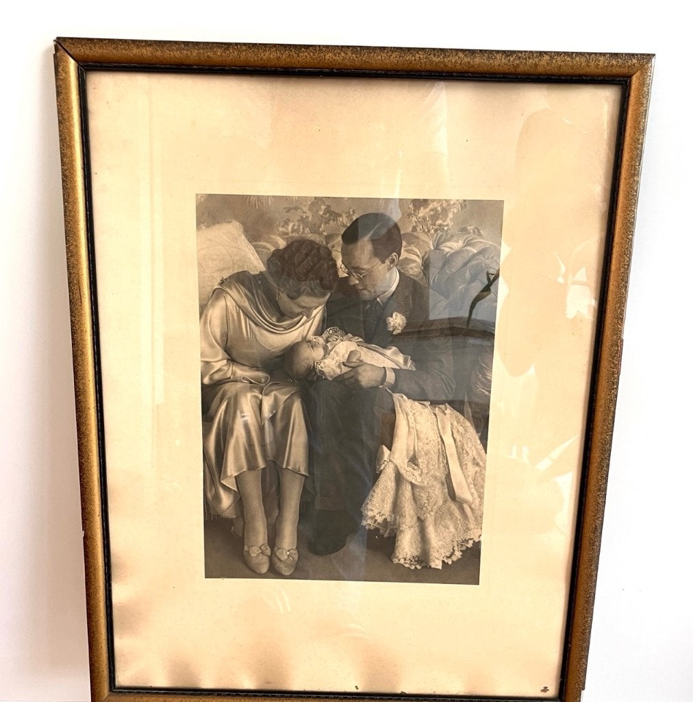 Twee oude prenten in lijst - Juliana en Bernhard, Verzamelen, Koninklijk Huis en Royalty, Ophalen, Gebruikt, Kaart, Foto of Prent
