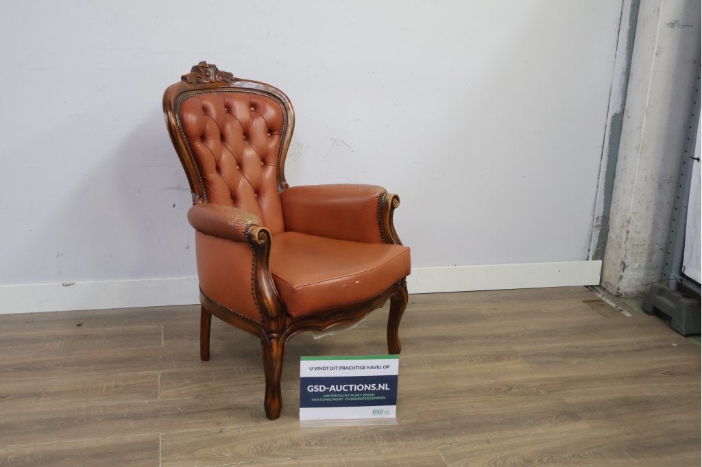 klassieke leren barok- of Chesterfield-stijl fauteuil, Ophalen of Verzenden, Niet ingevuld, Niet ingevuld, Niet ingevuld