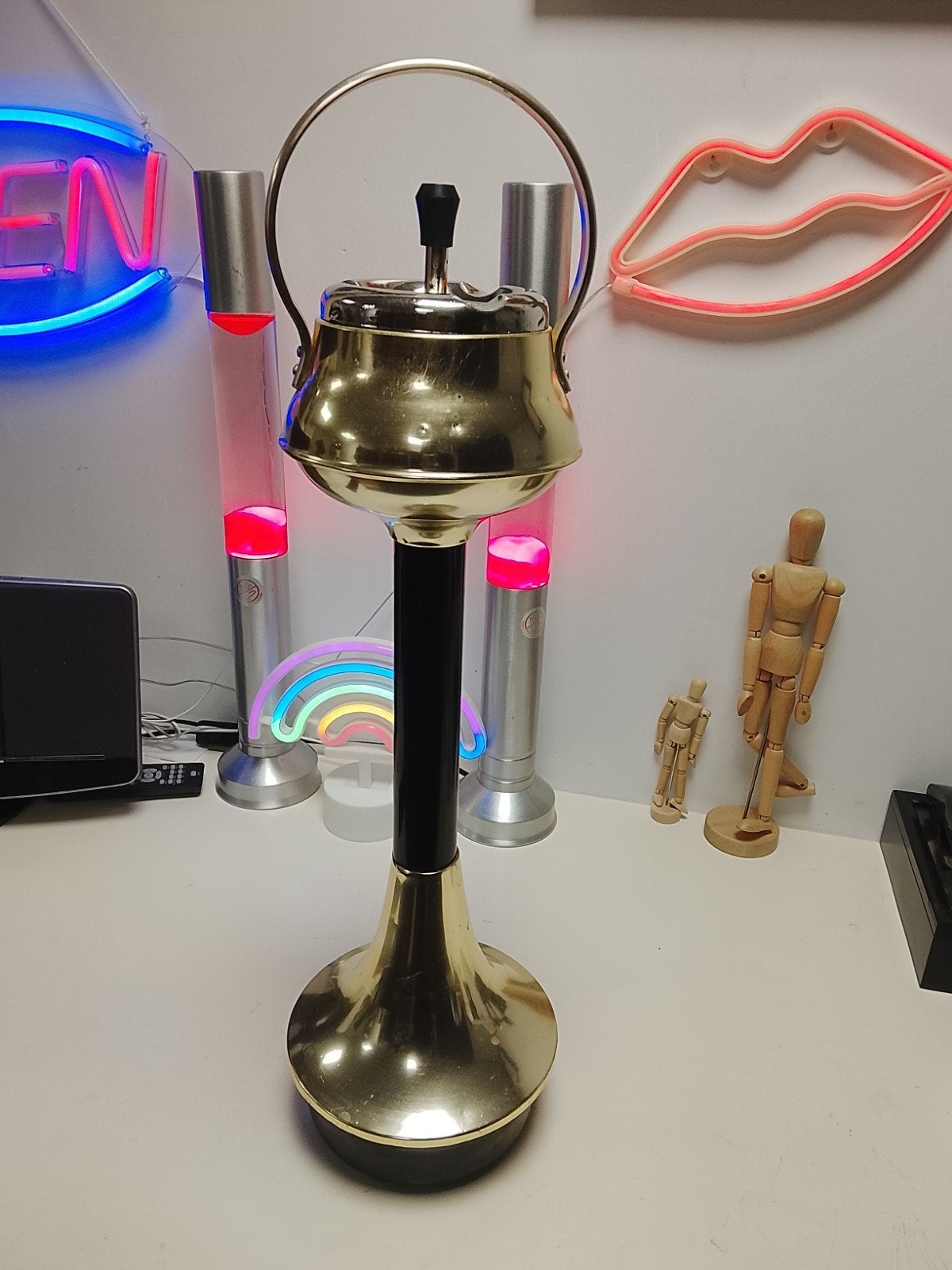 Vintage Staande Asbak - Goudkleurig, Ophalen of Verzenden