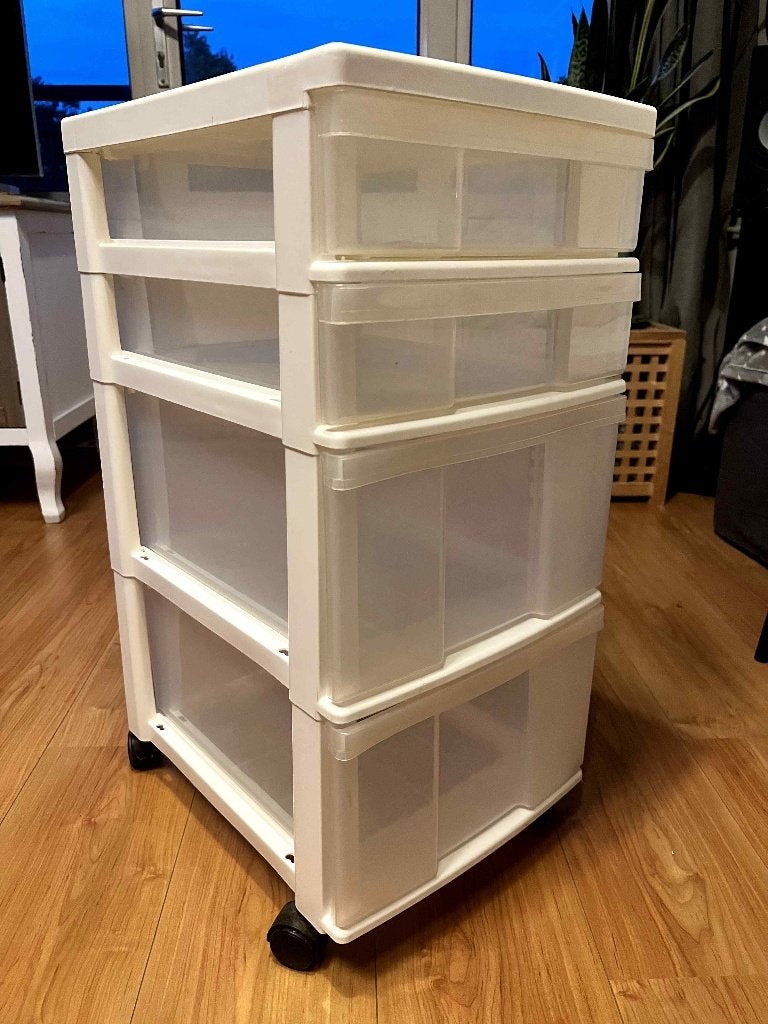 Kunststof Ladeblok op Wieltjes | 4 Laden Opbergkastje, Huis en Inrichting, Kasten | Ladekasten, Ophalen, Gebruikt, 3 of 4 laden