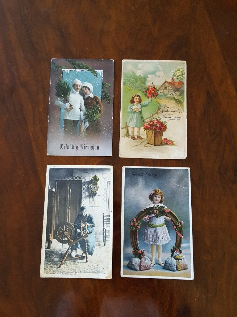4 Antieke Ansichtkaarten (ca. 1920-1926) – o.a. Staphorst, Ophalen of Verzenden, 1920 tot 1940, Gelopen, Overijssel