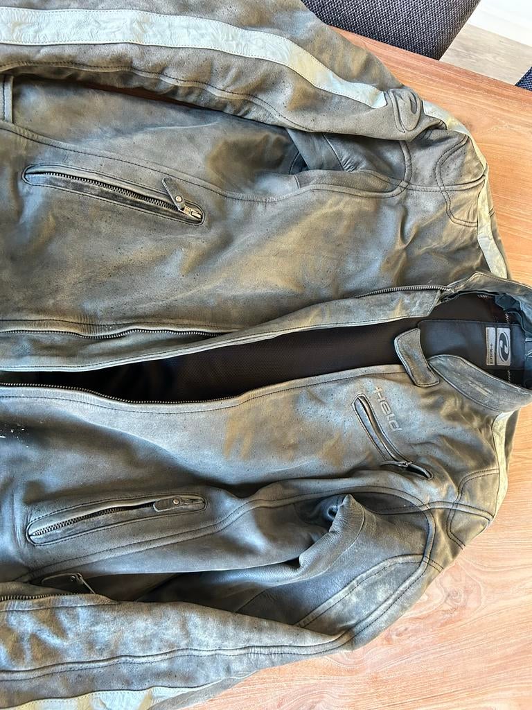 HELD grijs leren motorjack maat 56, Motoren, Ophalen, Tweedehands, Heren, Jas | leer