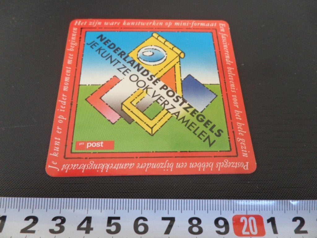 sticker PTT Post Nederlandse postzegels je kunt ze ook ver*, Ophalen, Zo goed als nieuw