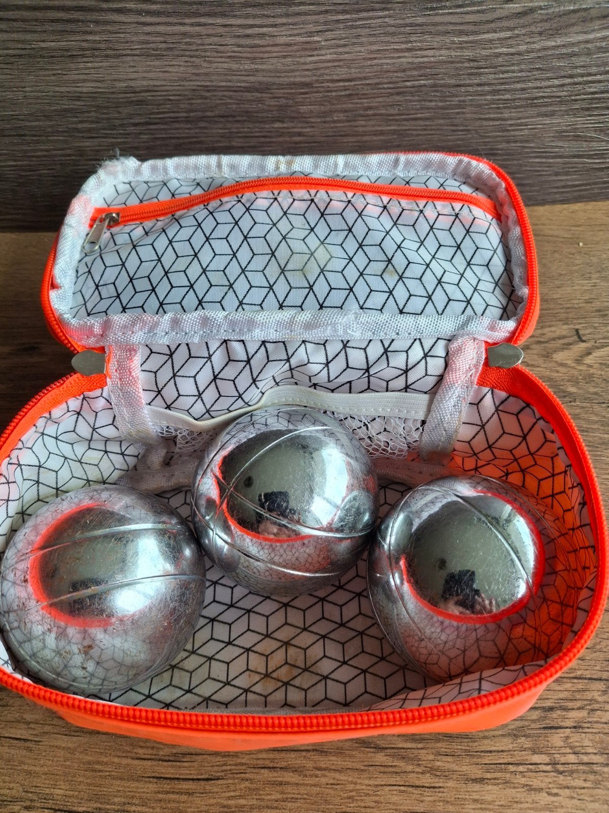 Tasje met 3 jeu de boules ballen, Ophalen of Verzenden, Gebruikt