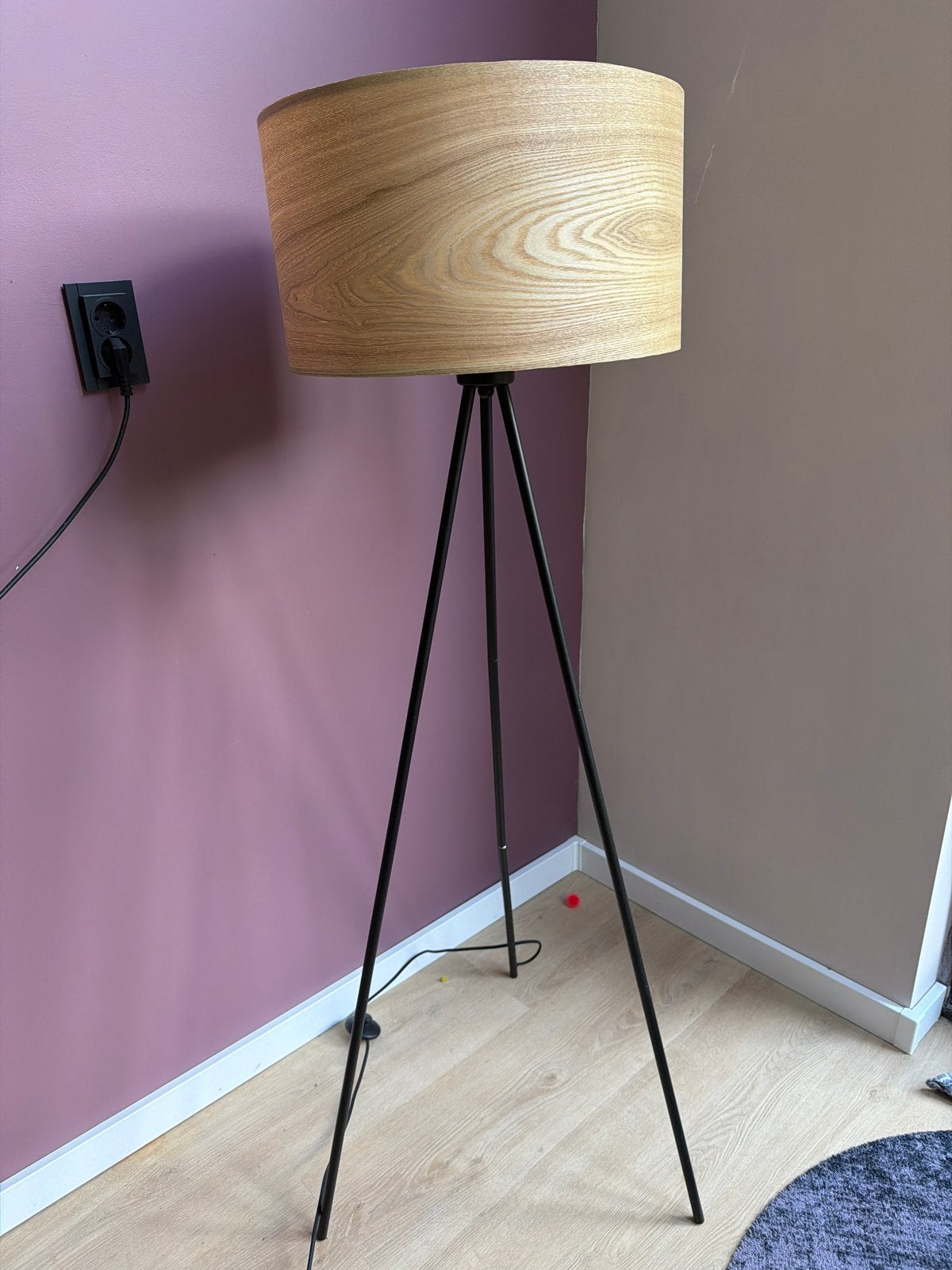 Staande lamp Dutch Bone met houten kap, 150 cm hoog, Ophalen, Gebruikt, Hout, 150 tot 200 cm