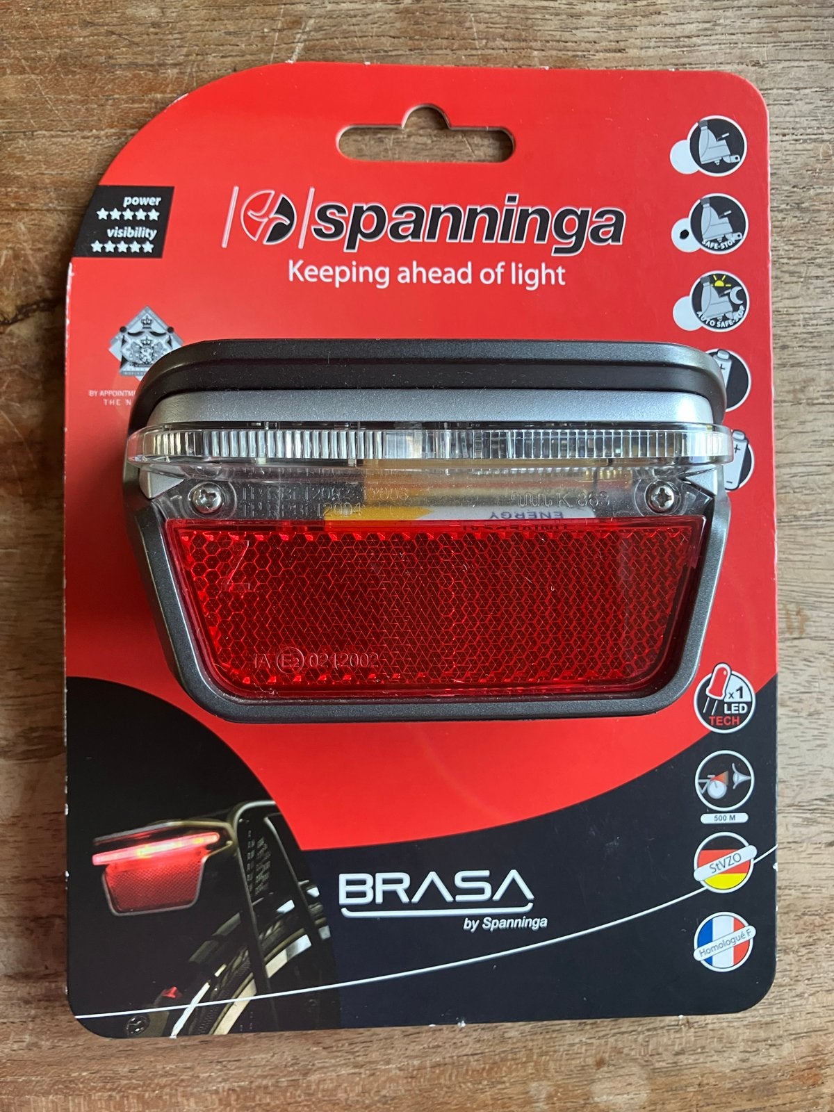 Spanninga Brasa XB 80mm STVP Achterlicht - Nieuw in verpakk, Waterbestendig, Batterij, Achterlicht, Nieuw