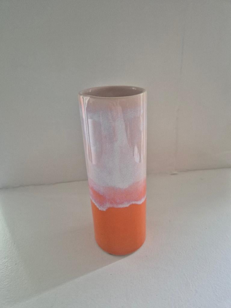 Dip dye oranje roze vaasje, Ophalen, Zo goed als nieuw, Oranje, Glas