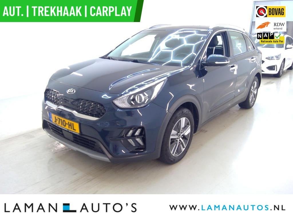 Kia Niro 1.6 GDi Hybrid DynamicLine Aut. | CarPlay Trekhaak, Auto's, Dealer onderhouden, Gebruikt, Blauw, Leder en Stof