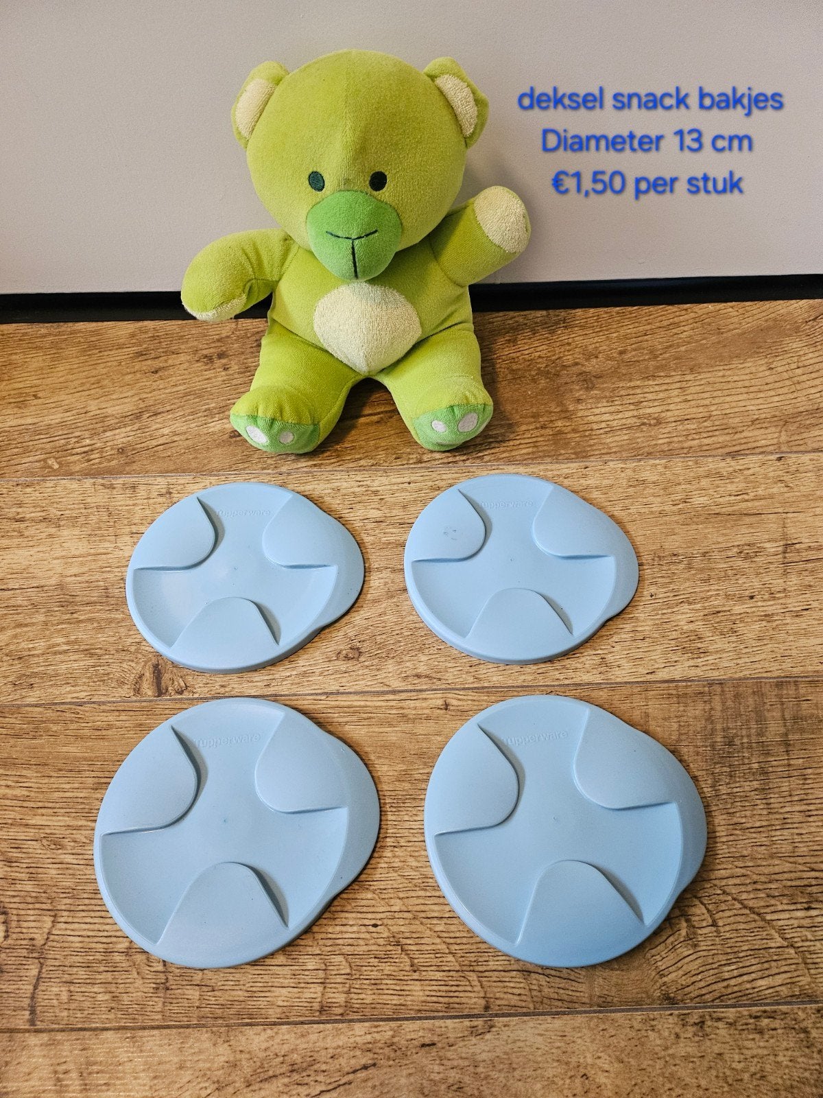 Tupperware deksels snack bakjes - 13 cm, Ophalen of Verzenden, Zo goed als nieuw, Blauw, Bak of Kom