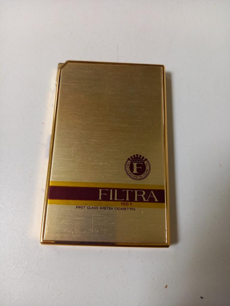Vintage Gouden Sigarettenhouder - FILTRA 100%, Ophalen of Verzenden, Gebruikt, Tabaksdoos of Verpakking