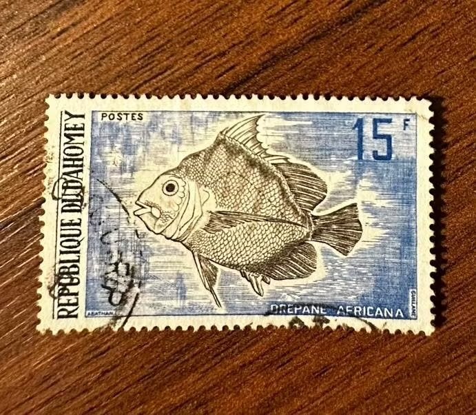 Dahomey Benin 1963 - Gestempelde postzegel met vissen (15F), Ophalen of Verzenden, Overige landen, Gestempeld