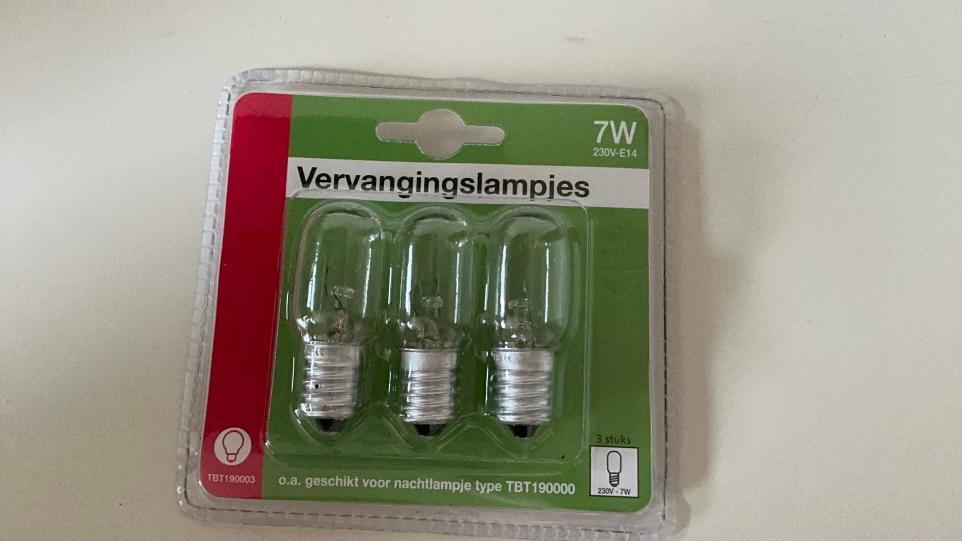 Lamp, vervangingslampjes,  7 watt , 3 stuks, Gloeilamp, E14 (klein), Nieuw, Ophalen of Verzenden