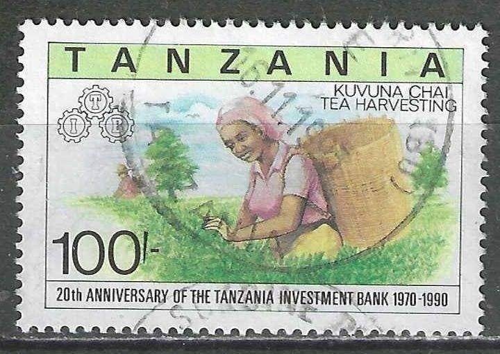 Tanzania 1991 - Yvert 657 - Theeplukken  (ST), Verzenden, Tanzania, Gestempeld