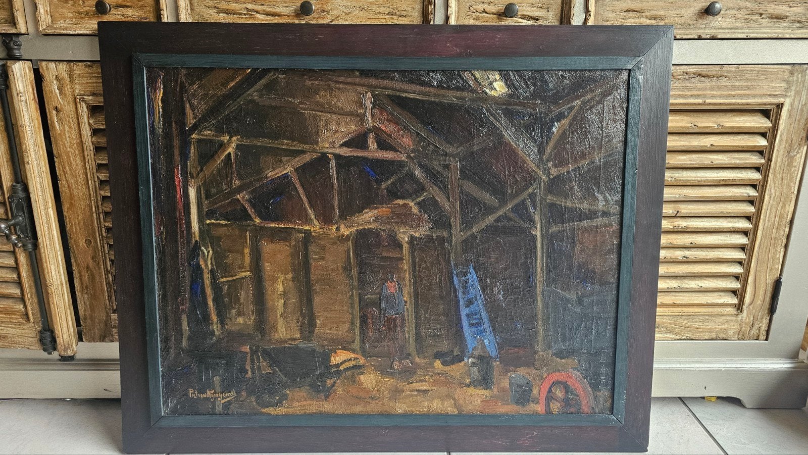 Piet van Wijngaerdt - Stalinterieur (ca. 1910) - Olieverf, Antiek en Kunst, Ophalen