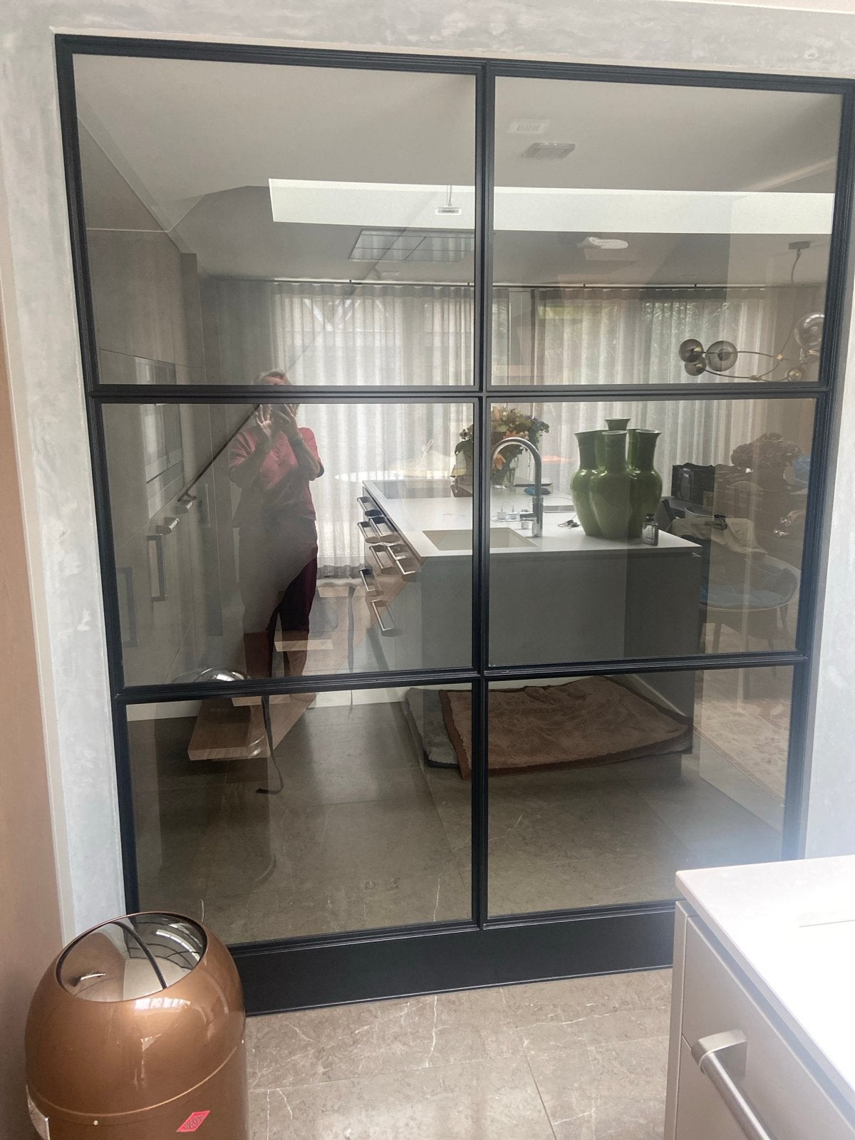 Stalen glaswand met glas zwart 2.22 x2.75, Ophalen, Gevelraam of Ruit, Minder dan 80 cm, 160 cm of meer