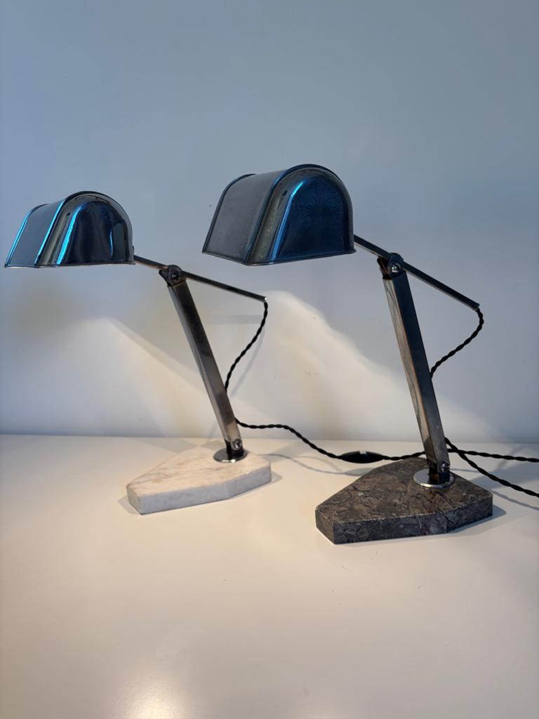 Art Deco bureaulampen met marmeren voet, Ophalen of Verzenden, Gebruikt, Metaal