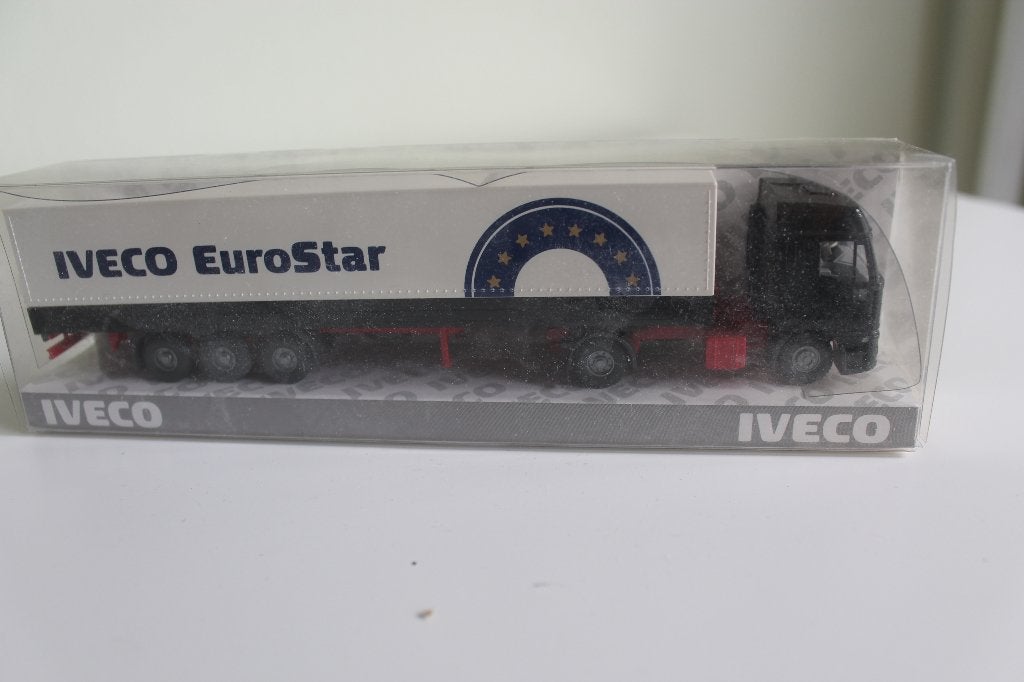 Reclamemodel Wiking Iveco Eurostar met huifoplegger, Ophalen of Verzenden, Zo goed als nieuw, Bus of Vrachtwagen, Wiking
