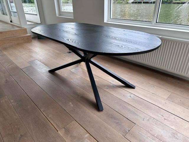 Eettafel zwart ovaal 200 x 100 (Nieuw), Huis en Inrichting, Tafels | Eettafels, Ophalen, 100 tot 150 cm, Vijf personen of meer
