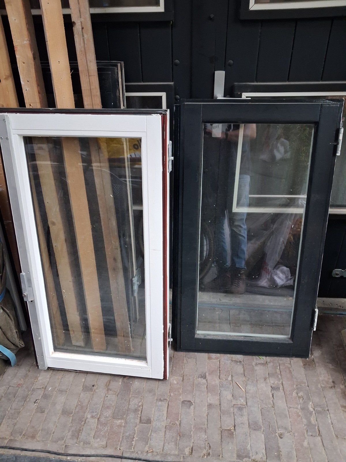 houten klapraampjes 103,5 x 56 x 3,5 per raam, Gebruikt, Raamkozijn, 75 tot 150 cm, Hout