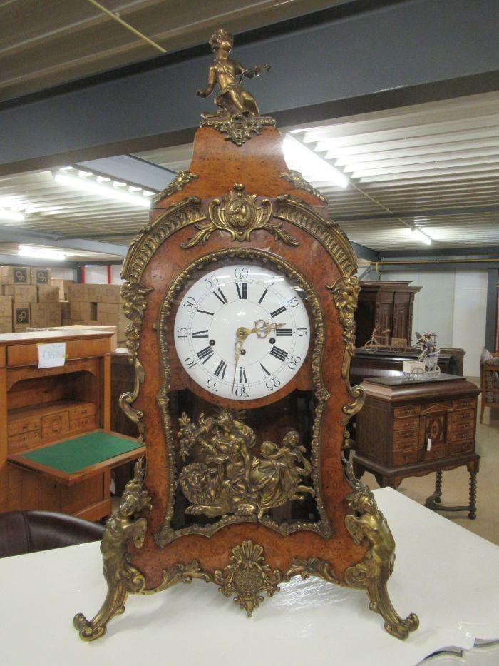 Oer 09751 Grote wortelnoten boulle klok met Westminsterslag, Antiek en Kunst, Antiek | Klokken, Ophalen