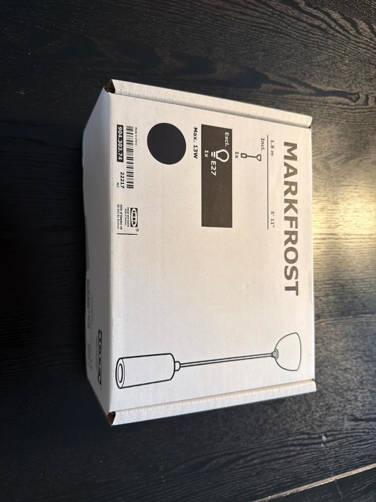 IKEA MARKFROST Hanglamp E27 Zwart - Nieuw in doos, Ophalen of Verzenden, Nieuw, Metaal, 75 cm of meer