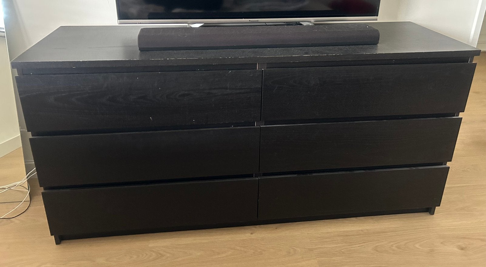 Ikea Malm - Zwarte ladekast met 6 laden, Huis en Inrichting, Kasten | Ladekasten, Ophalen, Gebruikt, 100 tot 150 cm, 5 laden of meer