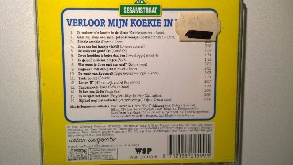 Sesamstraat - Verloor Mijn Koekie In De Disco, Ophalen of Verzenden, Zo goed als nieuw, 3 tot 5 jaar, Muziek
