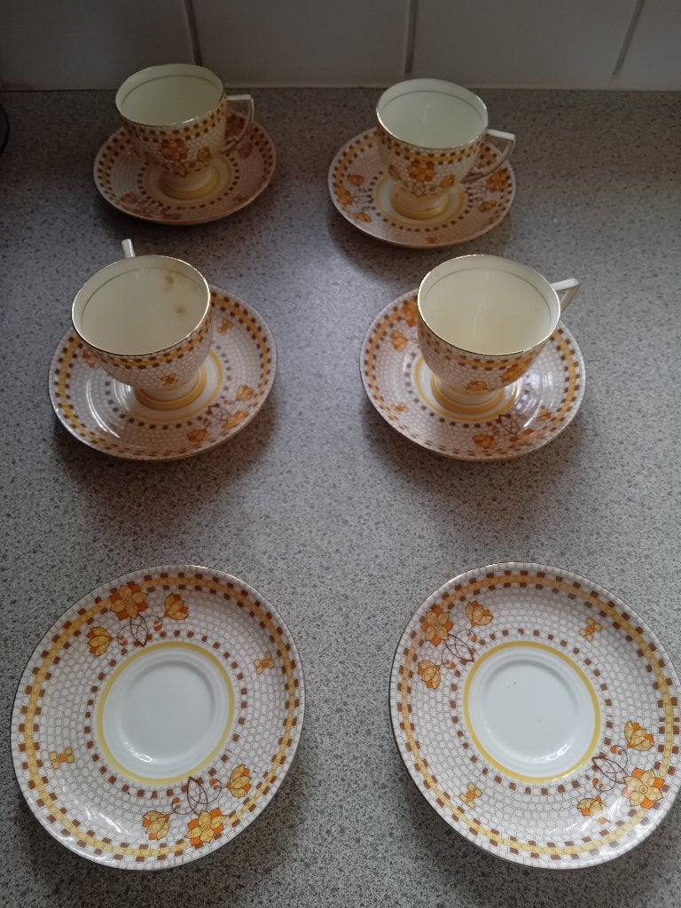 Antieke koffiekopjes A.B.J. Crafton, Antiek en Kunst, Antiek | Servies los, Ophalen