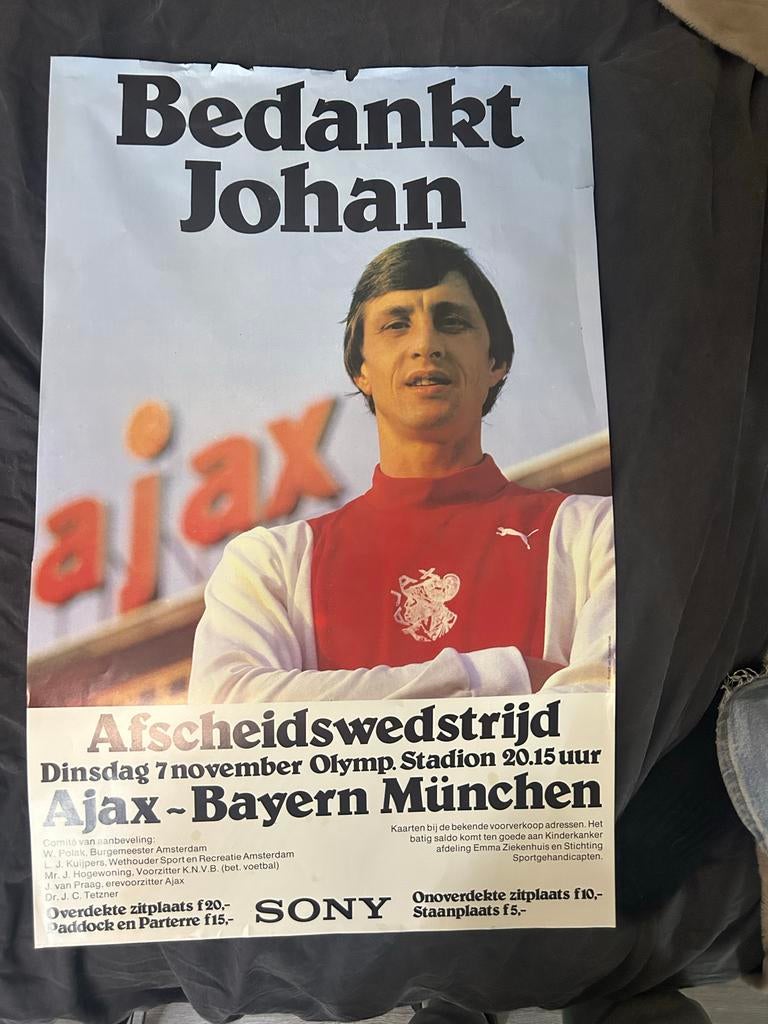 Johan Cruijff Afscheidswedstrijd Poster 1978 (Origineel), Ophalen of Verzenden, Sport, A1 t/m A3, Rechthoekig Staand