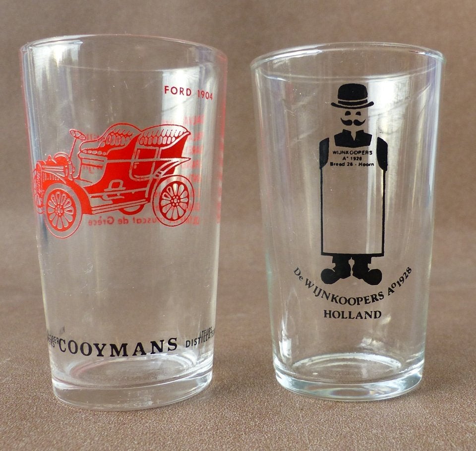 Vintage glaasjes Wijnkoopers Hoorn wijnkopers Cooymans, Glas of Glazen, Gebruikt, Ophalen of Verzenden, Glas