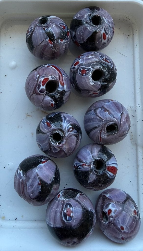 10 stuks Murano-stijl glaskralen lila-zwart millefiori, Ophalen of Verzenden, Nieuw, Kraal