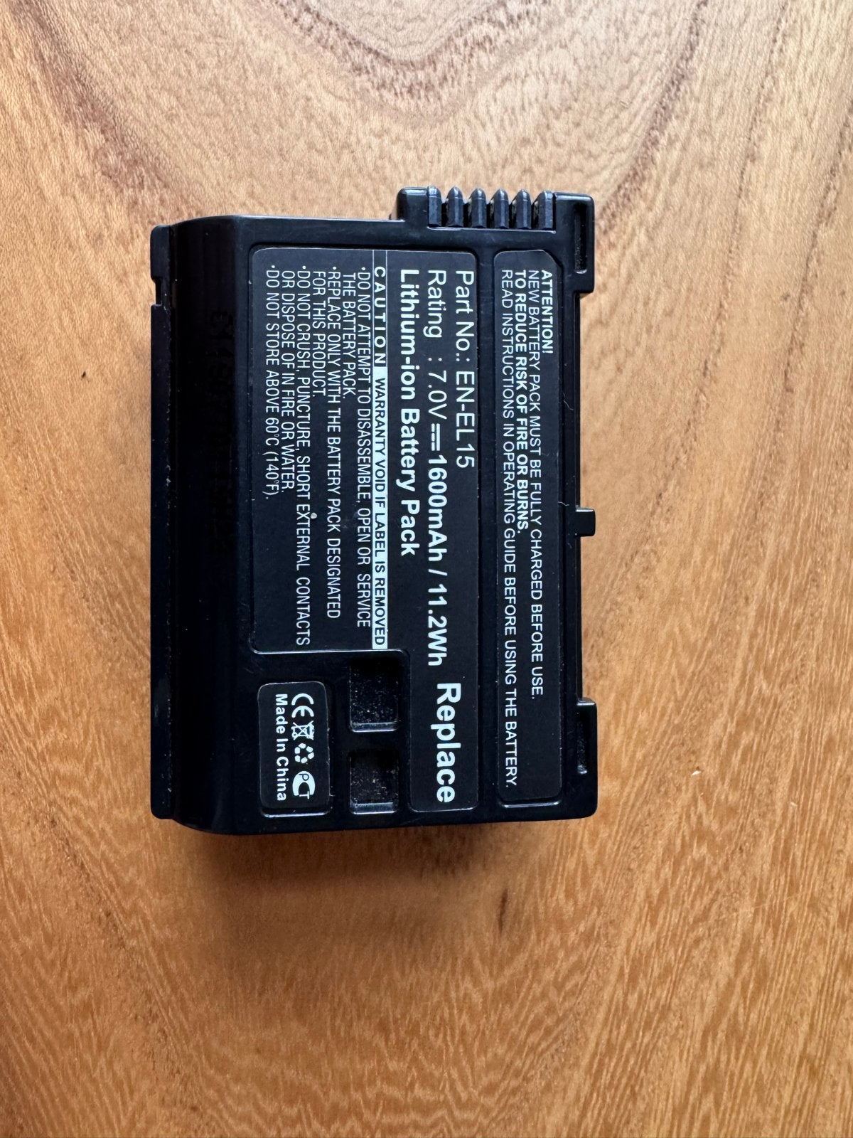 EN-EL15 Lithium-ion Batterij 7.0V 1600mAh, Ophalen of Verzenden, Gebruikt, Oplaadbaar